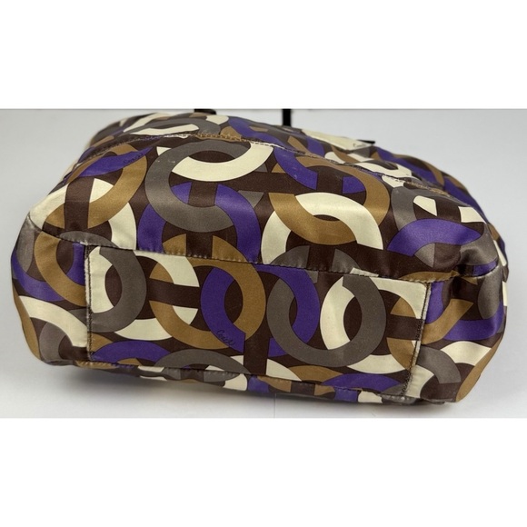 Coach Madison Ivory Brown & Purple Chainlink Signature Tote Purse - Picture 7 of 15